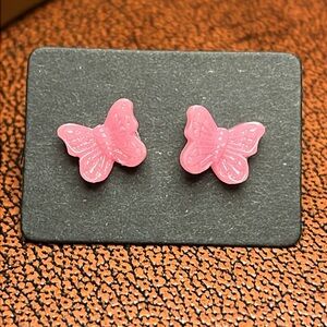 Pink Acrylic Butterfly 🦋 Stud Earrings